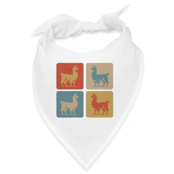 Lama Pop Art Retro - Bandana - Weiß - Vorne