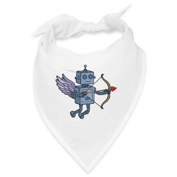 Niedlicher Steampunk-Roboter-Amor mit Herzpfeil - Bandana - Weiß - Vorne
