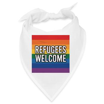 Refugees Welcome - Antifascist Merch - Bandana - Weiß - Vorne