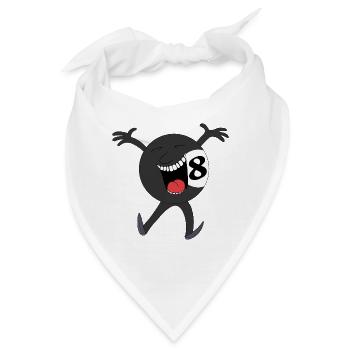 Lachender Achtball-Maskottchen - Bandana - Weiß - Vorne