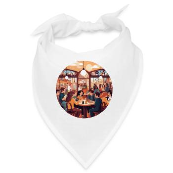 Cafe Gespräche im Abendlicht - Bandana - Weiß - Vorne