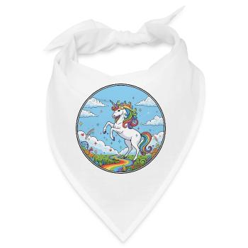 Regenbogen Fluss Einhorn buntes Traumland Motiv - Bandana - Weiß - Vorne