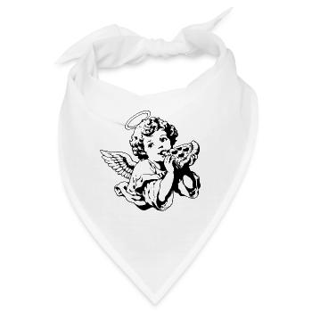 Pizza Engel – Cherub mit Pizzastück - Bandana - Weiß - Vorne