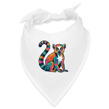 Farbenfrohes Lemurendesign - Bandana - Weiß - Vorne