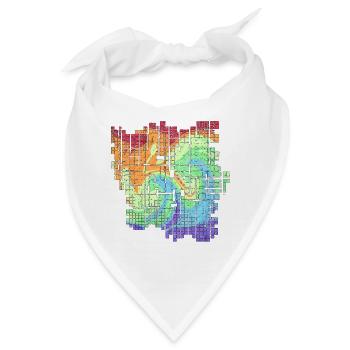Farbwirbel Rasterkunst - Bandana - Weiß - Vorne