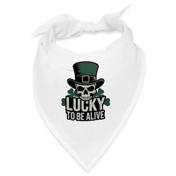 Glücksschädel: Lucky to be Alive - Bandana - Weiß - Vorne