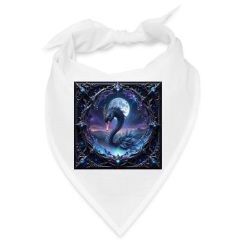 Monddrachen-Schwan in Filigran. - Bandana - Weiß - Vorne