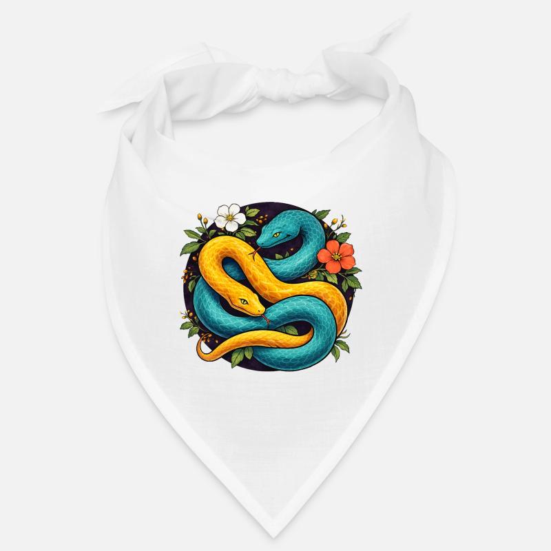 Deux serpents python dans l’anneau fleuri Bandana