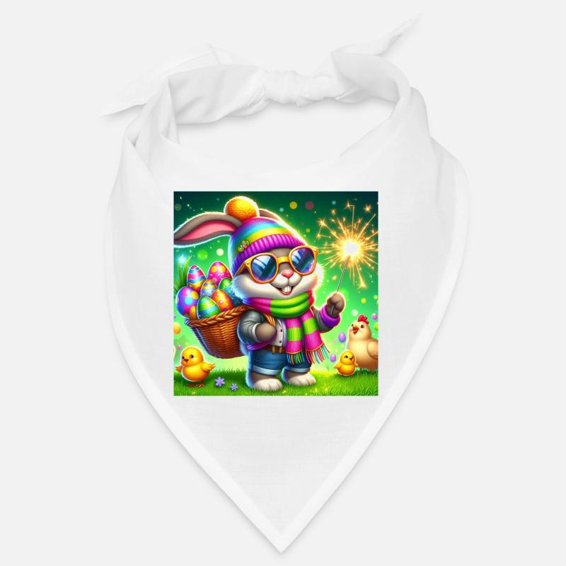 Osterhase mit Eierkorb und Glitzerwunderkerze Bandana
