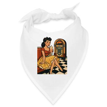 50s Rockabella: Pin-Up im Diner mit Milchshake - Bandana - Weiß - Vorne