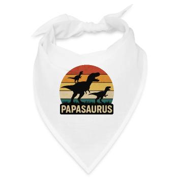 Papasaurus Dino Retro Sonnenuntergang - Bandana - Weiß - Vorne