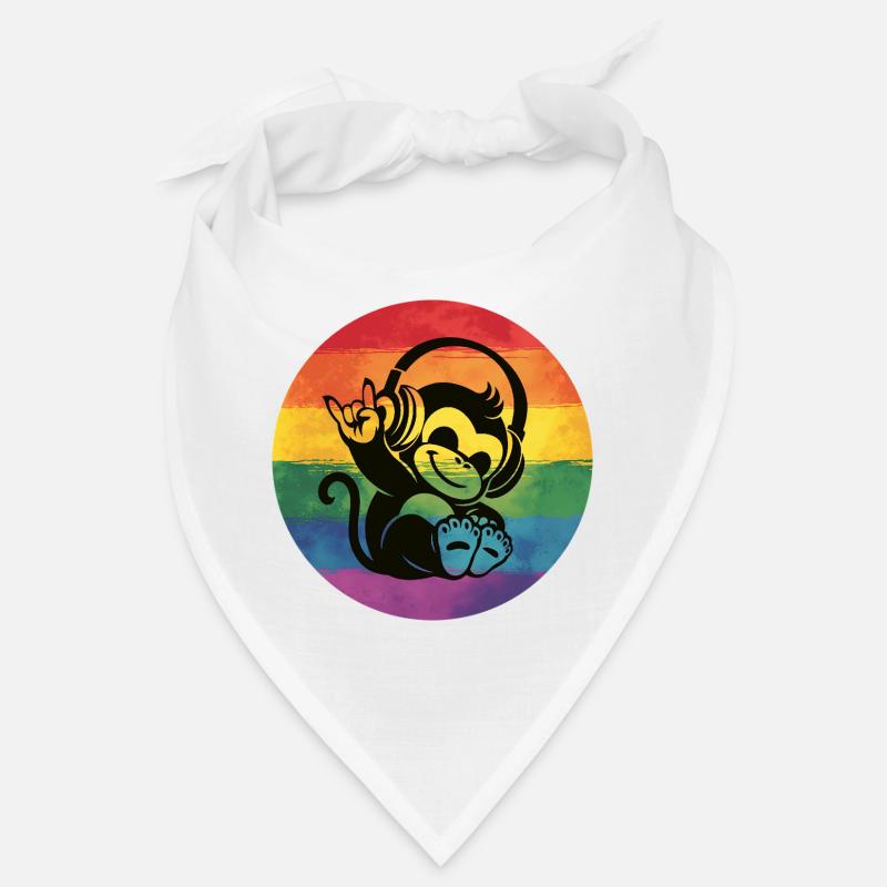 Regenbogen Affe – Kopfhörer Rockhandzeichen Bandana