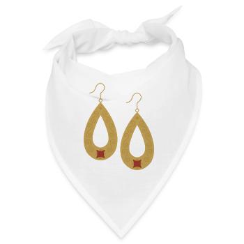Boho-Tropfengold-Ohrringe - Bandana - Weiß - Vorne