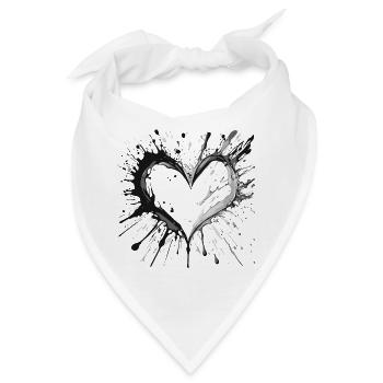 Tintenherzspritzer - Bandana - Weiß - Vorne