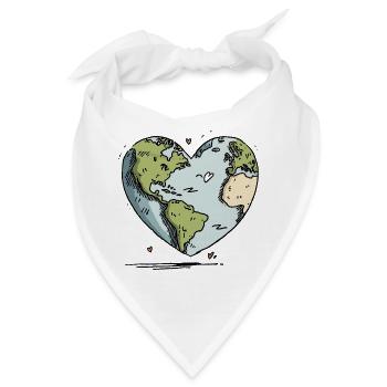 Herz der Erde Globus - Bandana - Weiß - Vorne
