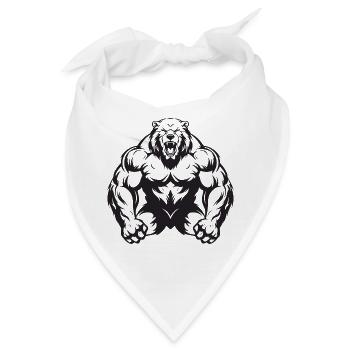 Grizzly Bär Muskeln - Bandana - Weiß - Vorne