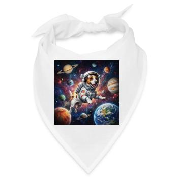 Weltraumhund im Astronautanzug - Bandana - Weiß - Vorne