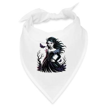 Dunkle Blüten Gothic Dame - Bandana - Weiß - Vorne