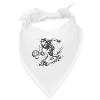 Dynamischer Tennisspieler in Schwarzweiß - Bandana - Weiß - Vorne