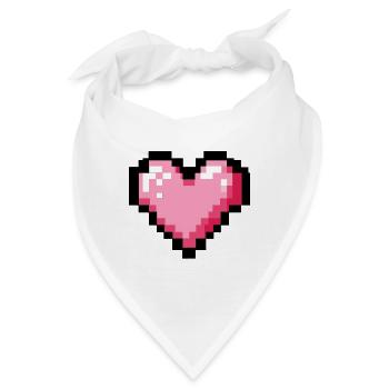 Retro 8-Bit-Pixelherz - Bandana - Weiß - Vorne