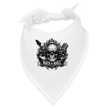 Schädelrock mit Mikro und Gitarre - Bandana - Weiß - Vorne