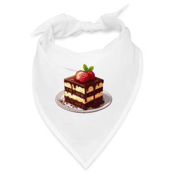 Schokokuchen mit Himbeere - Bandana - Weiß - Vorne