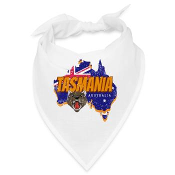 Tasmanien Australien Landkarte und Fahne Souvenir - Bandana - Weiß - Vorne