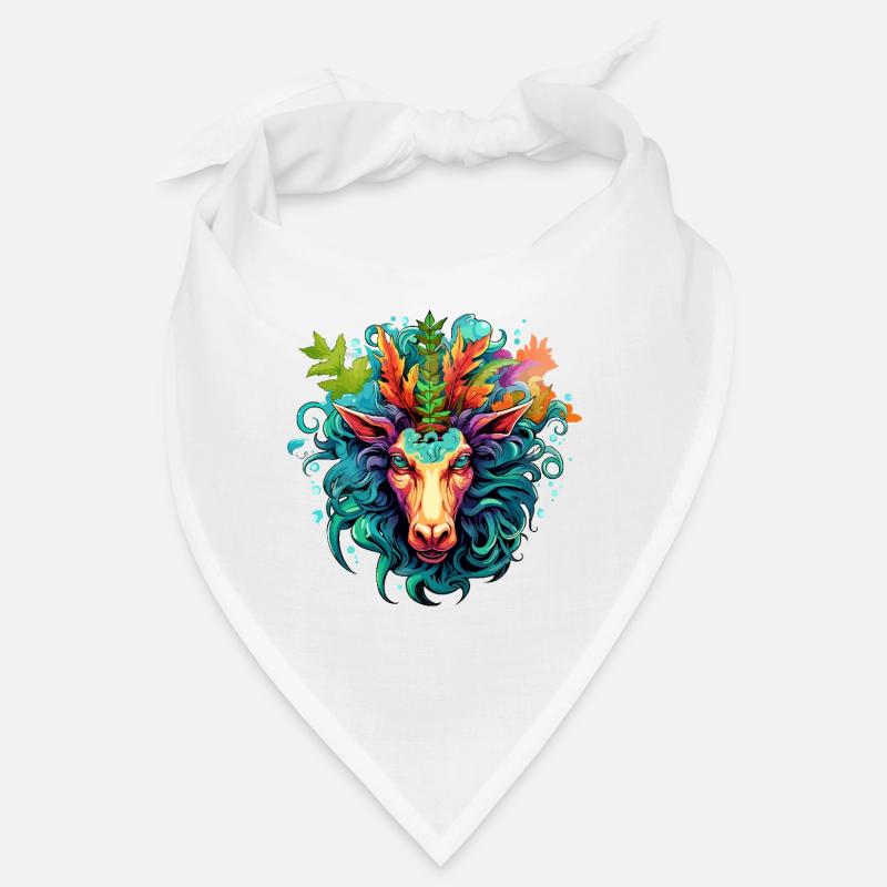Buntes Ziegenkopf-Design mit Blättern Bandana