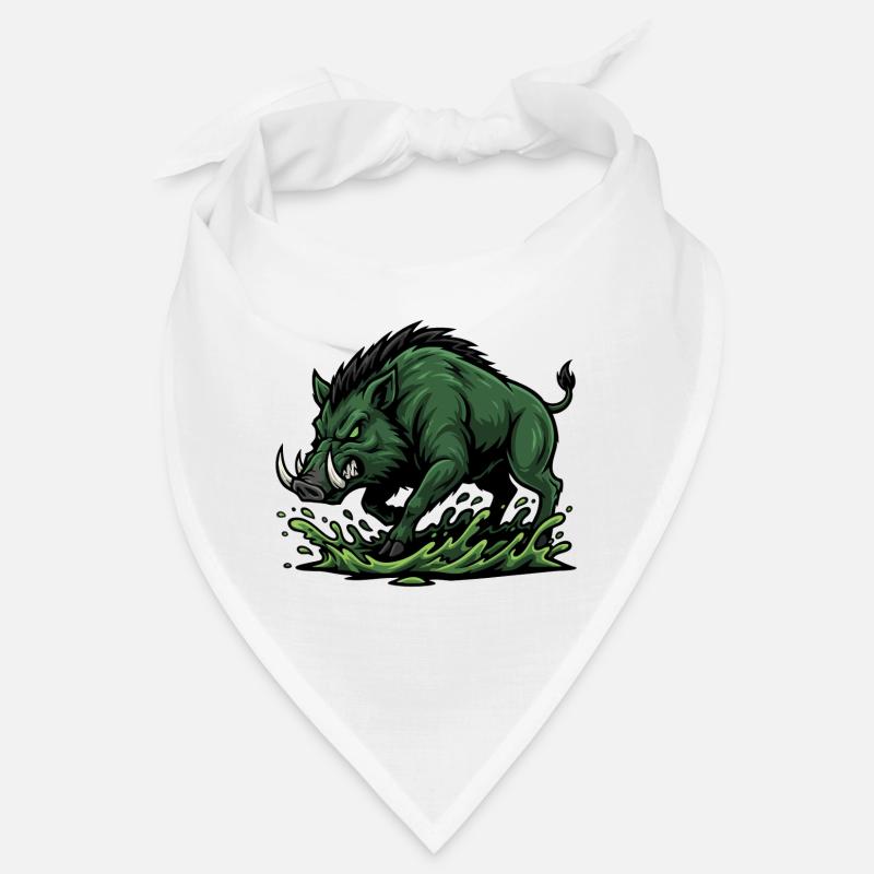 Wildschwein-Charge Maskottchen Wald-Wildschwein Bandana