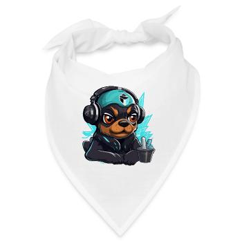 TechDog Neon Kopfhörer-Motiv - Bandana - Weiß - Vorne