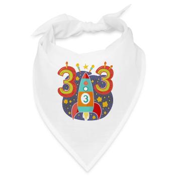  Geburtstag 3 Jahre Rakete Junge Drei - Bandana - Weiß - Vorne