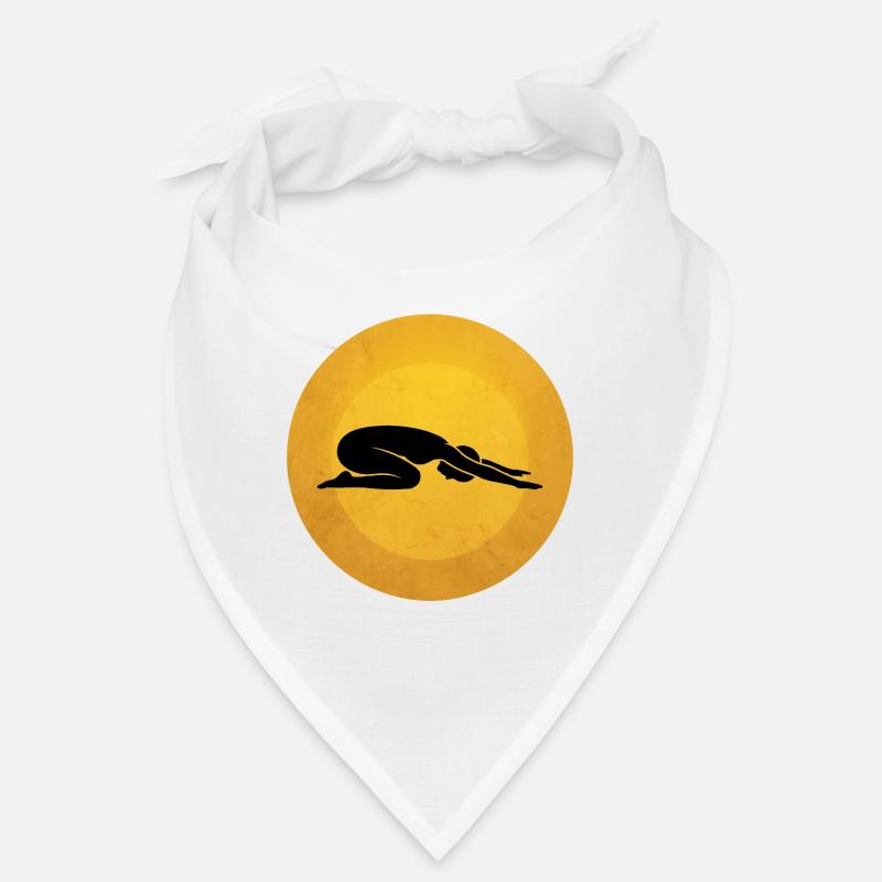 Silhouette de la posture de yoga Warrior II Sun Design Bandana