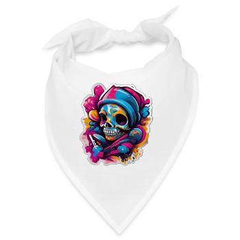 Farbenfroher Skull Street Kunstkarneval - Bandana - Weiß - Vorne