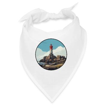 Bretonischer Leuchtturm am Meer - Bandana - Weiß - Vorne