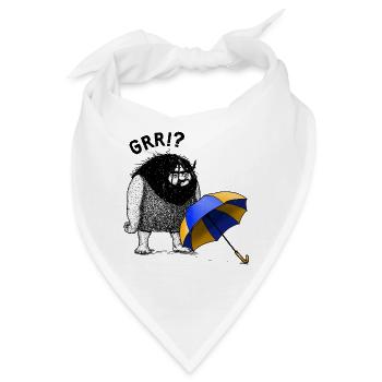 Höhlenmensch mit Regenschirm - Bandana - Weiß - Vorne