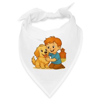 Fluffy und der glückliche Freund – Emotionale Bindung - Bandana - Weiß - Vorne
