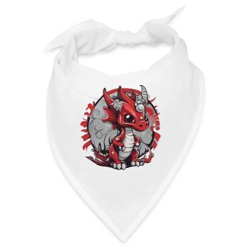Roter Drachen Karikatur-Print - Bandana - Weiß - Vorne
