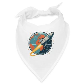 Raketenstart über Weltkugel - Bandana - Weiß - Vorne