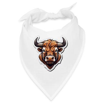 Ausdrucksstarkes Stier-Logo - Bandana - Weiß - Vorne