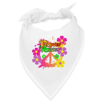 Flower Power Frieden Peacezeichen - Bandana - Weiß - Vorne