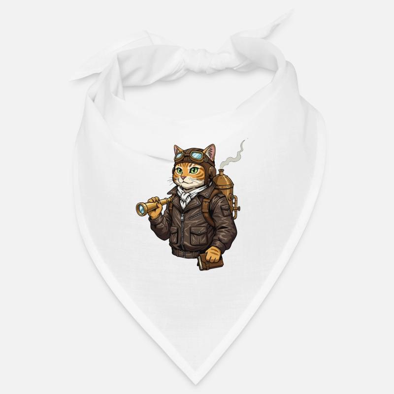 Chat Aviateur Steampunk Explorateur Curiosité Bandana