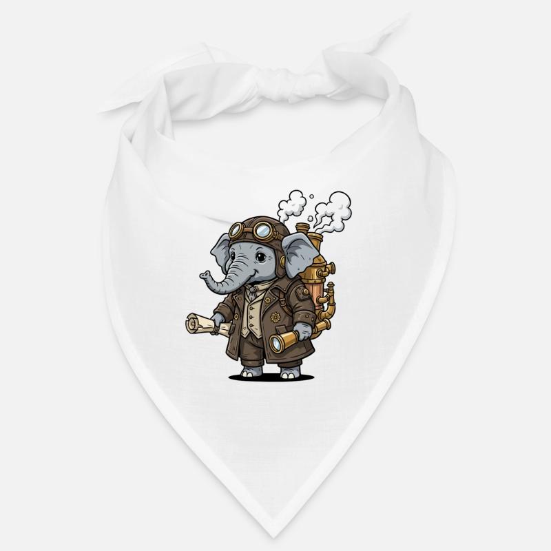 Elephant Explorer Steampunk Steampunk Retro - Bandana - Weiß