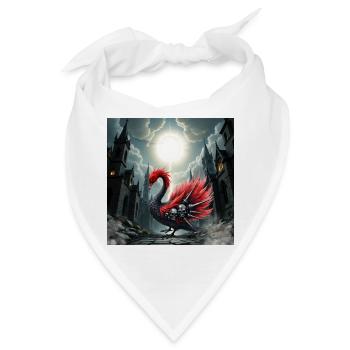 Gotischer Phönix mit Totenköpfen - Bandana - Weiß - Vorne