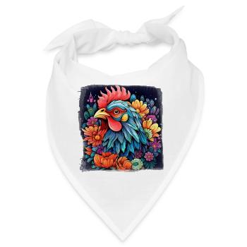 Bunter Hahnen - Gockel  - Bandana - Weiß - Vorne