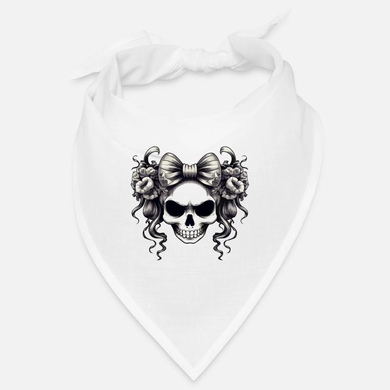 Skull with bow and roses Bandana
