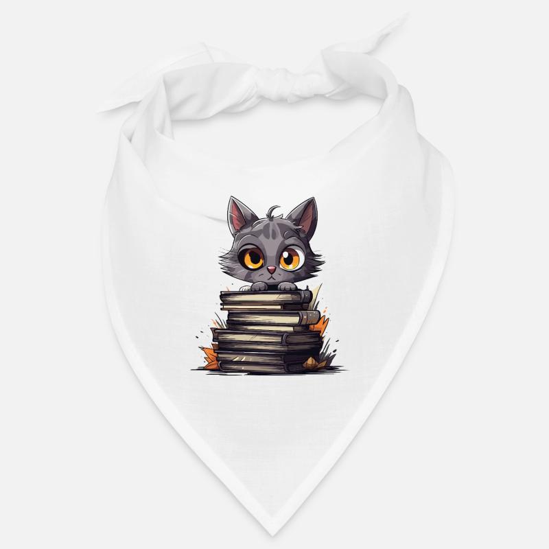 Kätzchen über Bücherstapel Bandana
