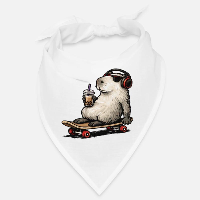 Capybara Skateboard Bubble Tea Bandana