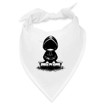 Anonymer Ombre-Hoodie Schwarz-Weiß - Bandana - Weiß - Vorne