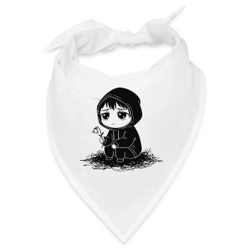 Kind-Hoodie verblasste Blumentraurigkeit - Bandana - Weiß - Vorne