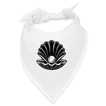 Muschel mit Perle isoliert auf weißem Hintergrund - Bandana - Weiß - Vorne
